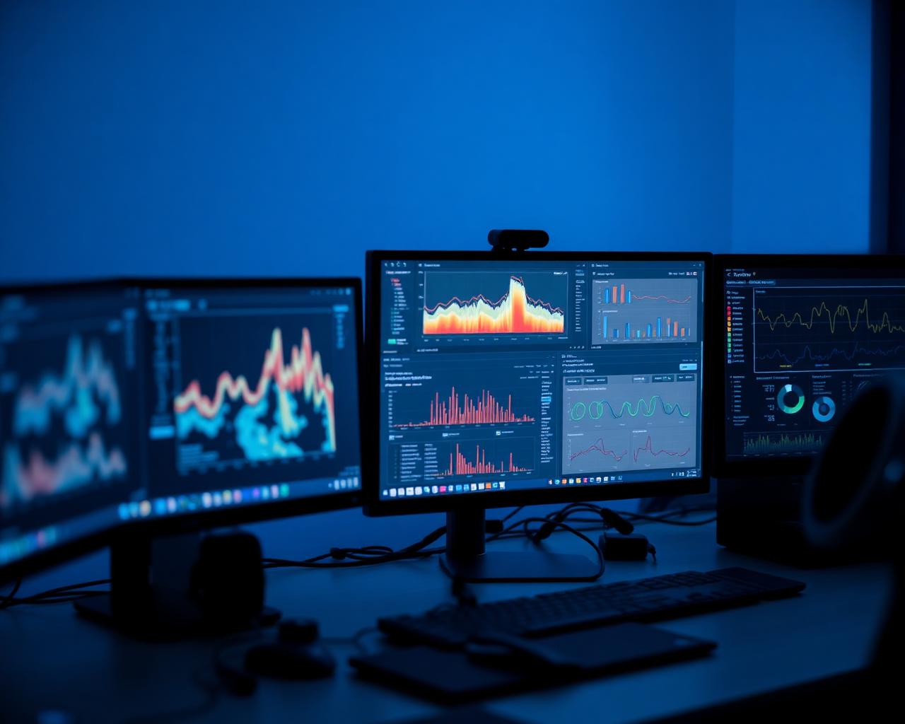 Designer workspace with heatmaps, A/B tests and analytics dashboards
