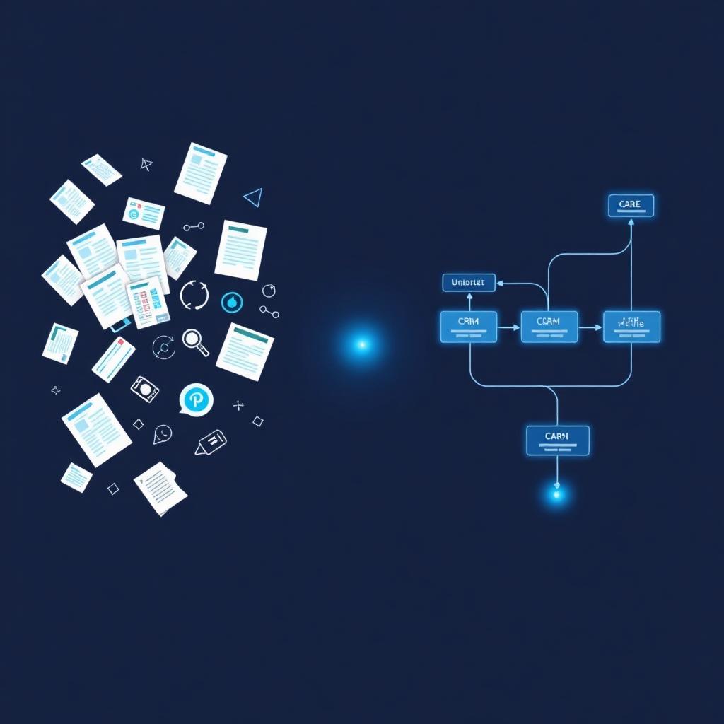 Scattered spreadsheets and disconnected tools transforming into a unified custom CRM system