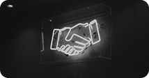 Glowing blue digital handshake