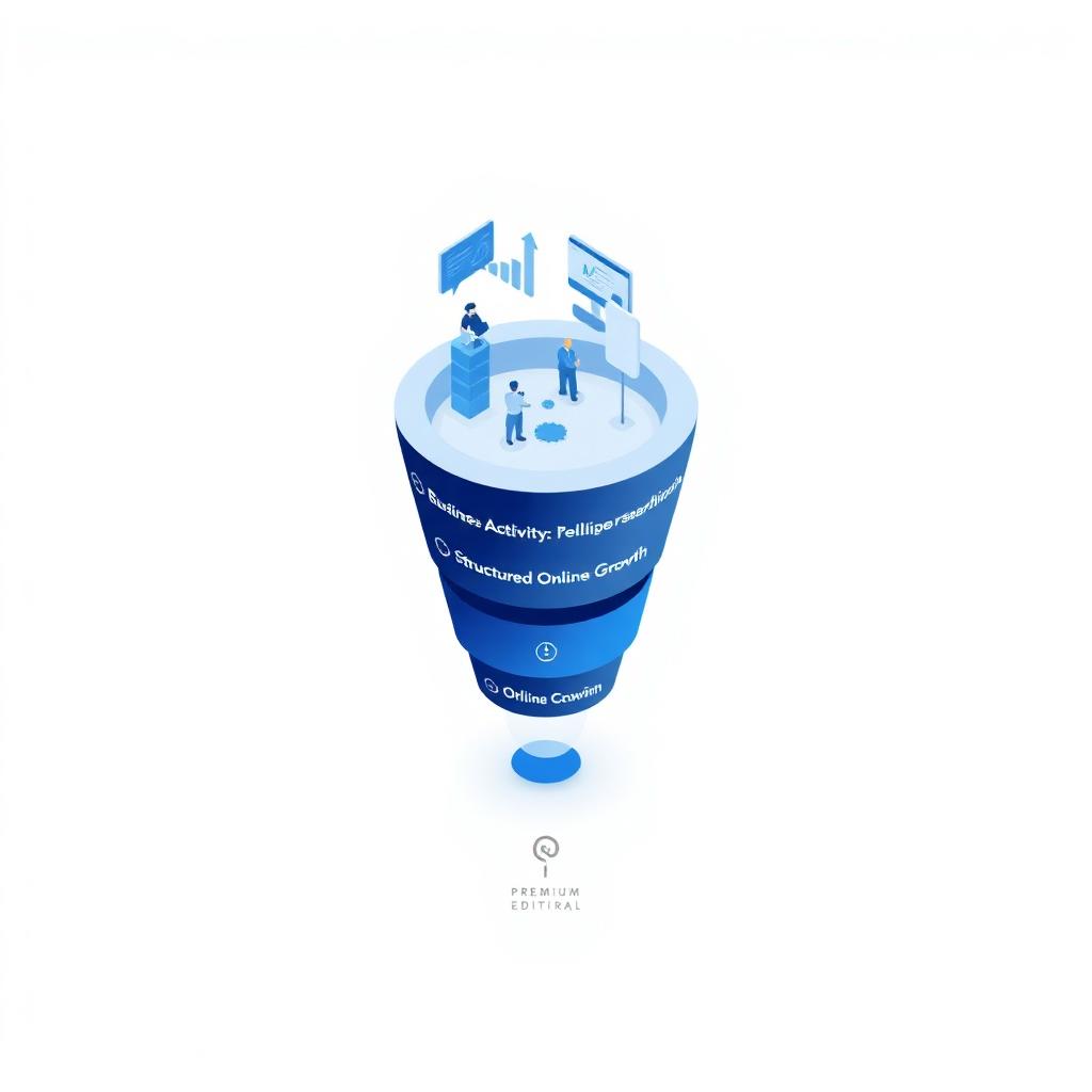 Strategic funnel transforming offline business activity into structured online growth