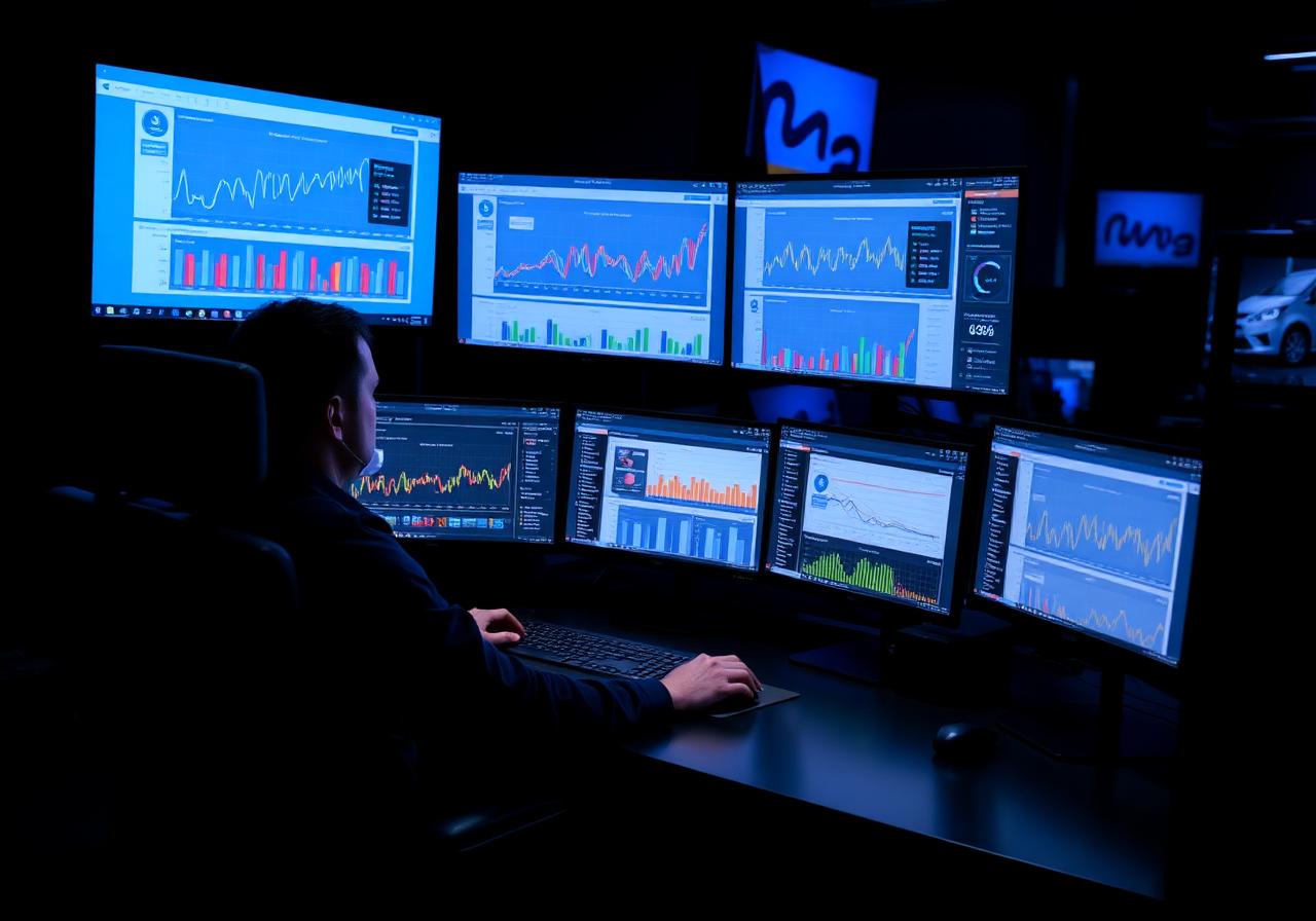 Automotive PPC dashboards with multiple analytics monitors