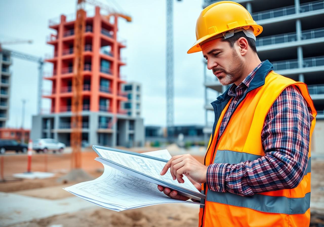Construction PPC technical insight - site manager reviewing plans