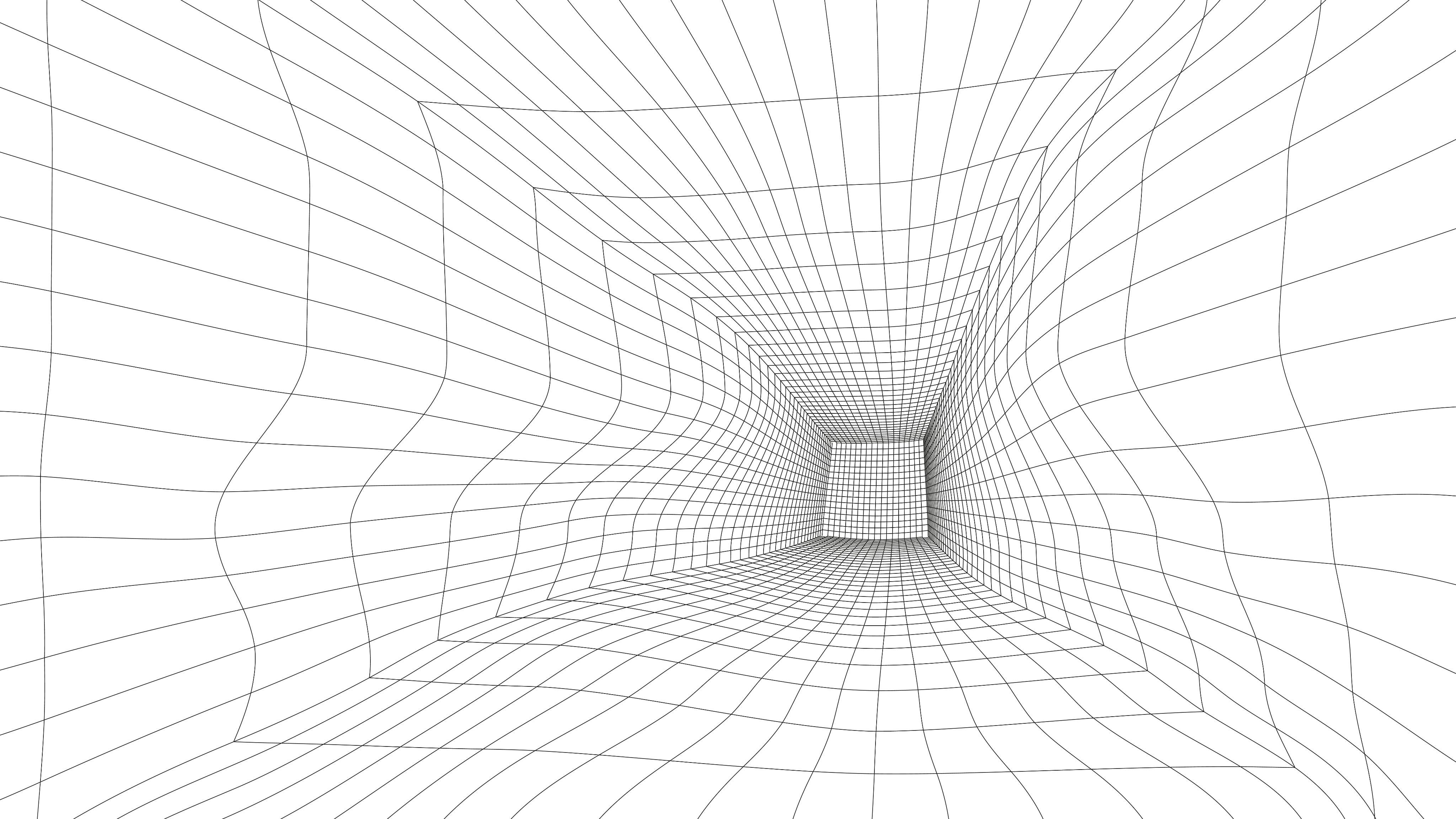 Wireframe tunnel perspective representing structured lead generation system