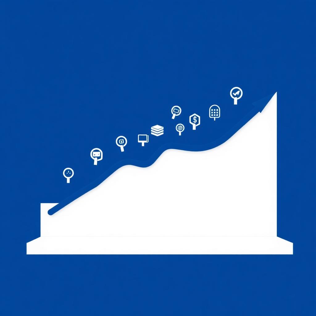 Compounding growth chart with link icons rising over time