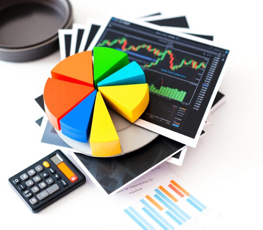 Analytics collage with pie chart and reports