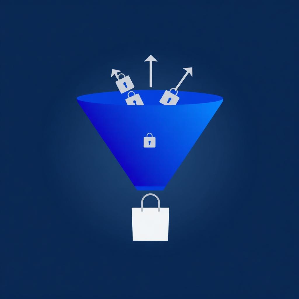 Shopify SEO conversion funnel: traffic flowing into qualified sales