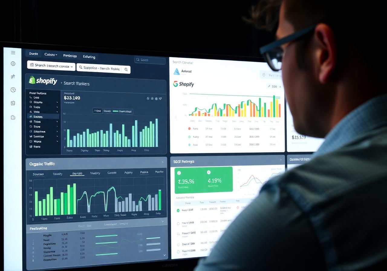 Shopify SEO performance analyst reviewing search console data