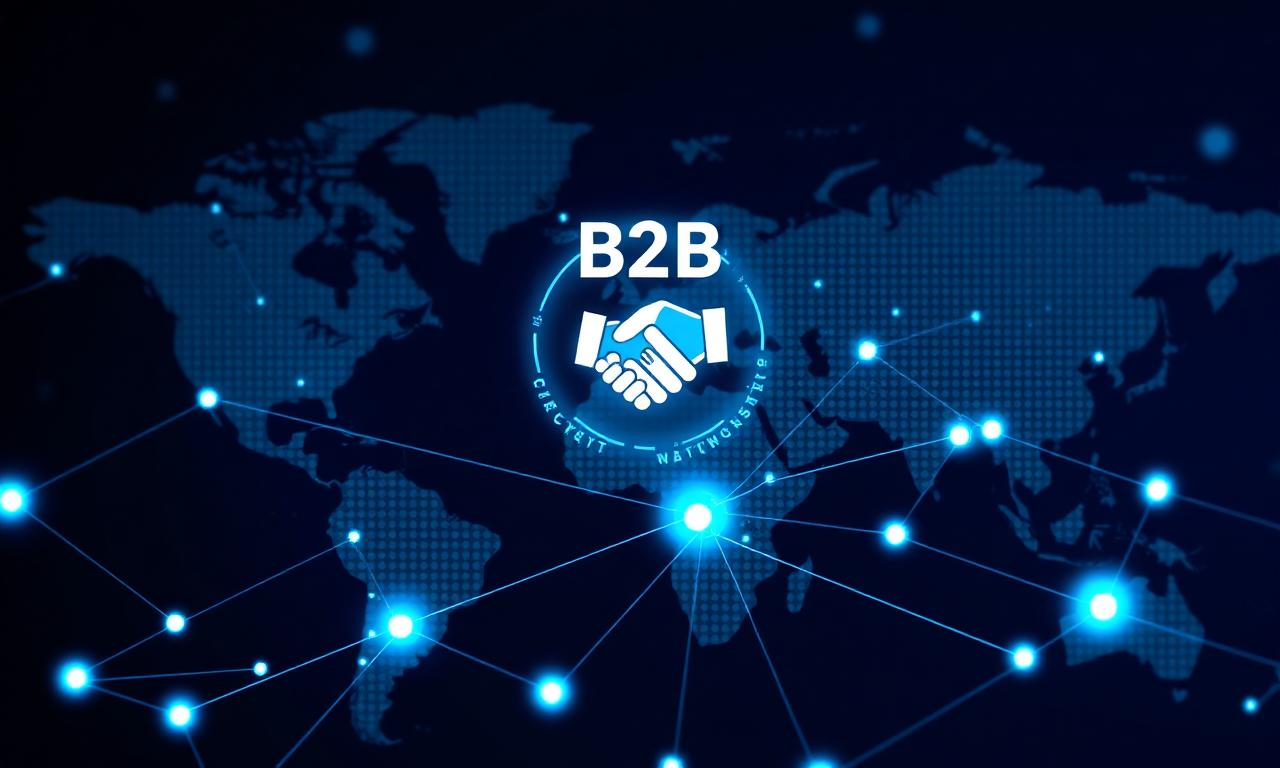 B2B social media marketing concept with global network nodes
