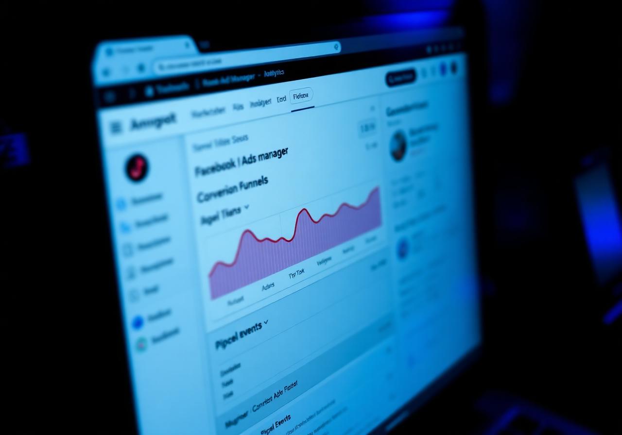 Paid social optimization analytics dashboard with conversion funnel