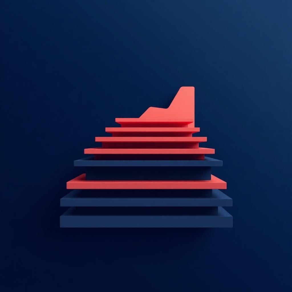 Stacked layers of growth charts compounding upward — scalable, organized search performance