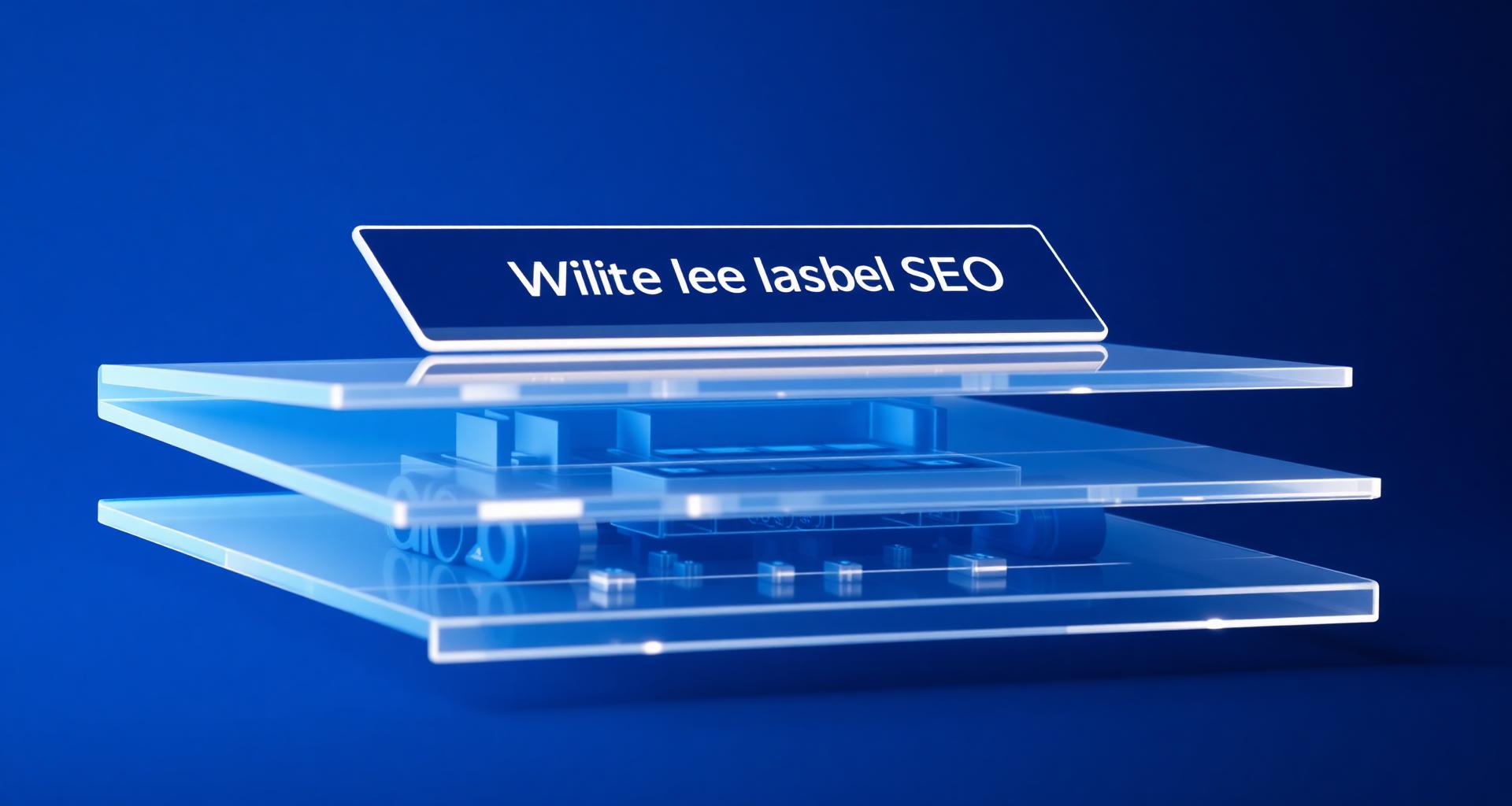 Layered white-label SEO system with a branded panel covering the technical machinery underneath