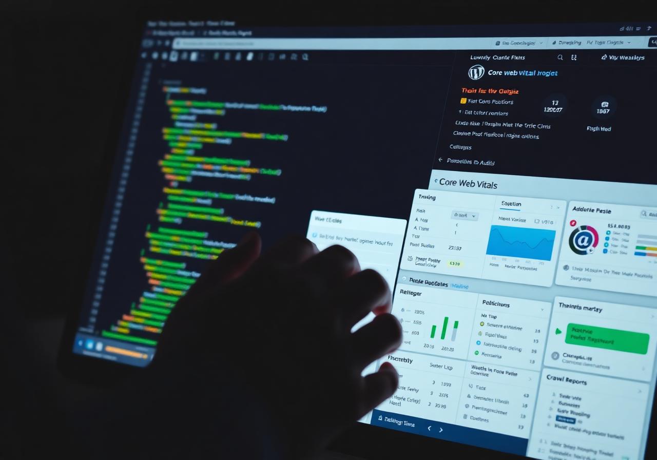 WordPress SEO technical audit with Core Web Vitals dashboard